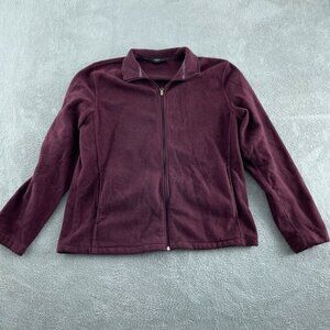 Woolrich Mens XL Burgundy Full-Zip Fleece Jacket Soft Polyester Shell 1918